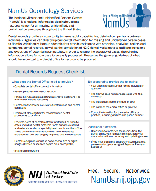 NamUs Dental Form Thumbnail
